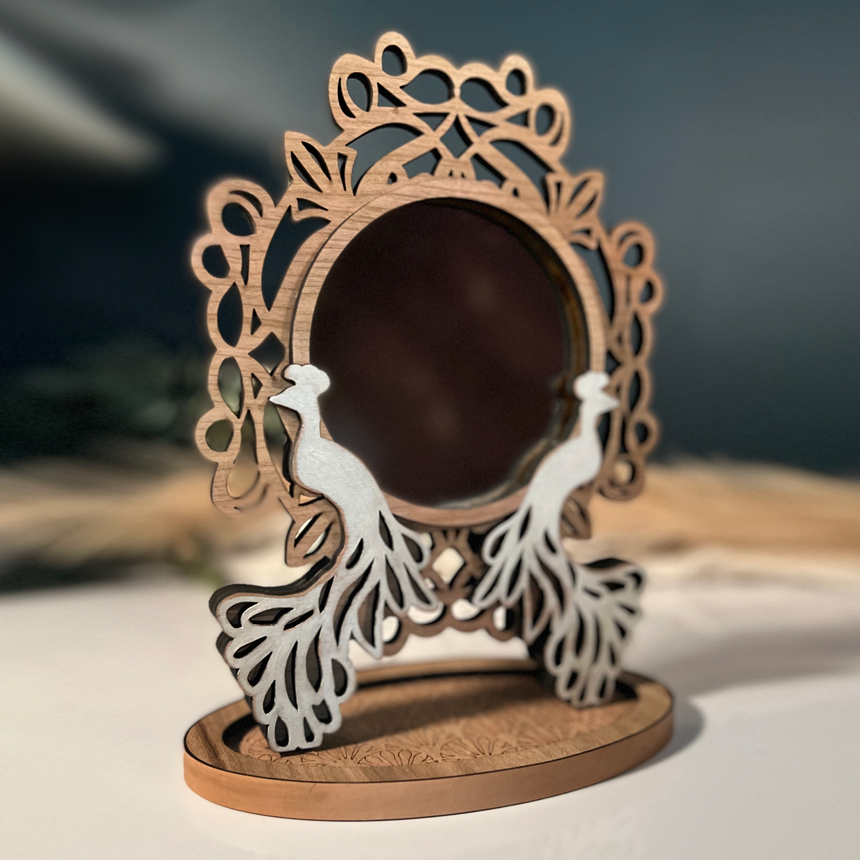 (image for) Fantasy Peacock Mirror - Handmade, Freestanding
